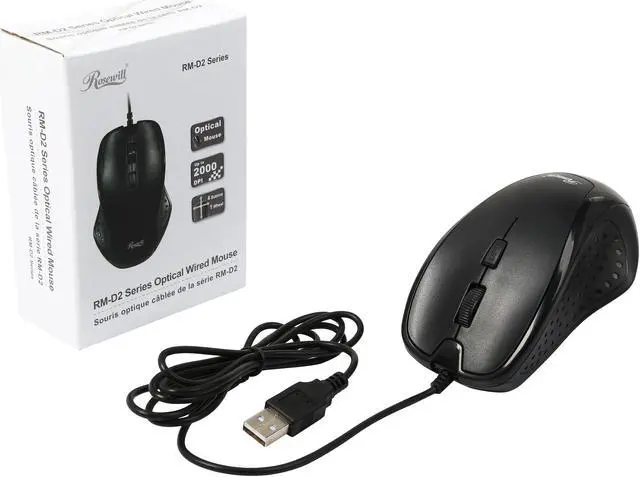 Alt view image 5 of 5 - Rosewill 4 Buttons x 1 Wheel USB Wired Optical Mouse - RM-D2U