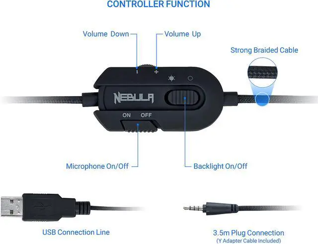 Alt view image 6 of 9 - Rosewill NEBULA GX30 Gaming Headset with Microphone for PC / PS4 / Mac & RGB Backlight