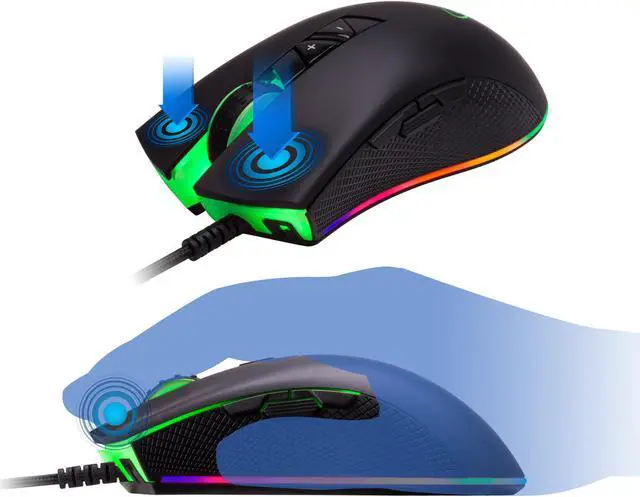 Alt view image 5 of 9 - Rosewill NEON M60 Wired Gaming Mouse with Optical Gaming Sensor, On-The-Fly 12000 DPI, Ergonomic Hand Grips, 8 Programmable Buttons + Rapid Fire with 11 RGB Backlight Modes