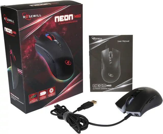 Alt view image 9 of 9 - Rosewill NEON M60 Wired Gaming Mouse with Optical Gaming Sensor, On-The-Fly 12000 DPI, Ergonomic Hand Grips, 8 Programmable Buttons + Rapid Fire with 11 RGB Backlight Modes