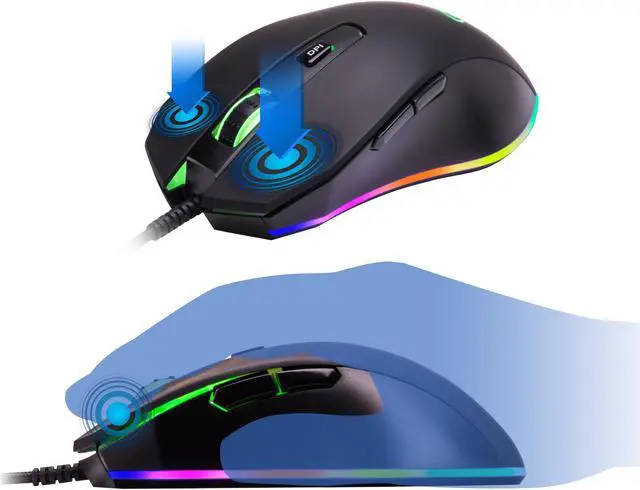 Alt view image 5 of 9 - Rosewill NEON M59 Wired Gaming Mouse with Optical Gaming Sensor, On-The-Fly 10000 DPI, Ergonomic Hand Grips, 6 Programmable Buttons with 11 RGB Backlight Modes