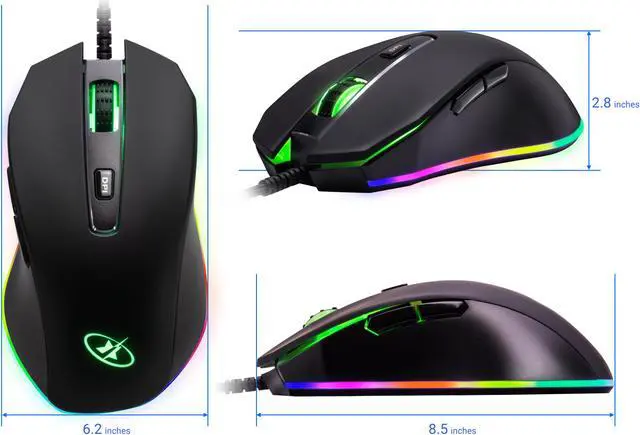 Alt view image 3 of 9 - Rosewill NEON M59 Wired Gaming Mouse with Optical Gaming Sensor, On-The-Fly 10000 DPI, Ergonomic Hand Grips, 6 Programmable Buttons with 11 RGB Backlight Modes