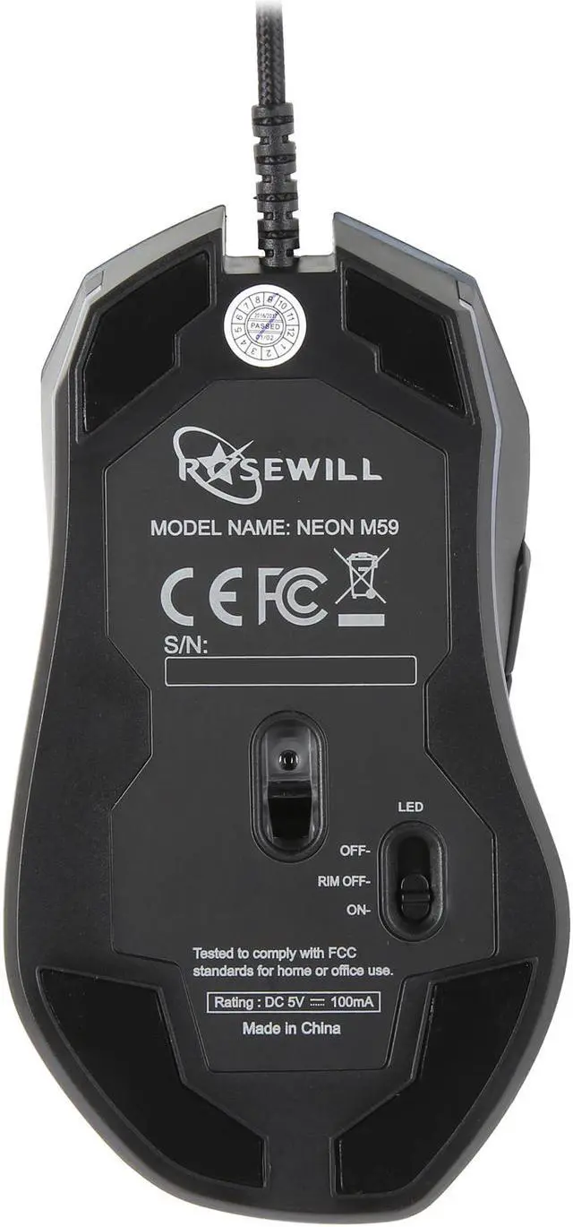 Alt view image 7 of 9 - Rosewill NEON M59 Wired Gaming Mouse with Optical Gaming Sensor, On-The-Fly 10000 DPI, Ergonomic Hand Grips, 6 Programmable Buttons with 11 RGB Backlight Modes