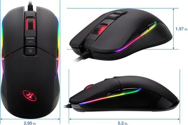 Alt view image 4 of 7 - Rosewill NEON M62 Ambidextrous Wired Gaming Mouse, On-The-Fly 10000 DIP, Ergonomic Ambidextrous Hand Grips, 9 Programmable Buttons, 12 RGB Backlight Modes