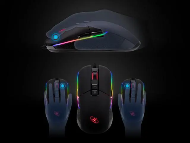 Alt view image 3 of 7 - Rosewill NEON M62 Ambidextrous Wired Gaming Mouse, On-The-Fly 10000 DIP, Ergonomic Ambidextrous Hand Grips, 9 Programmable Buttons, 12 RGB Backlight Modes
