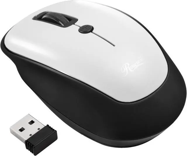 Main image of Rosewill Wireless Optical Computer Mouse, Compact, Travel Friendly, Office Style, Adjustable DPI, 4 Buttons, USB - White