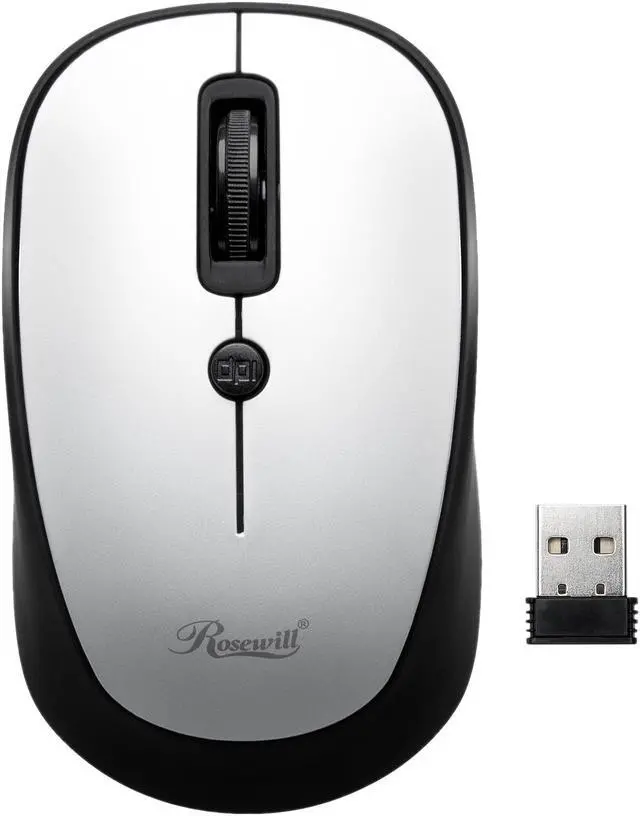 Alt view image 2 of 7 - Rosewill Wireless Optical Computer Mouse, Compact, Travel Friendly, Office Style, Adjustable DPI, 4 Buttons, USB - White