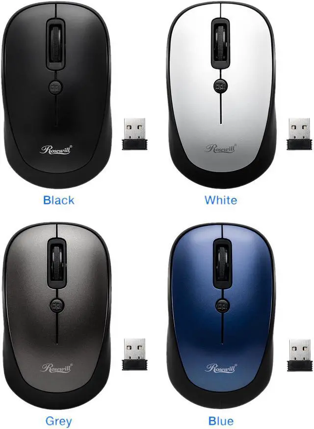 Alt view image 3 of 7 - Rosewill Wireless Optical Computer Mouse, Compact, Travel Friendly, Office Style, Adjustable DPI, 4 Buttons, USB - White