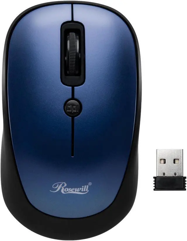 Alt view image 2 of 7 - Rosewill Wireless Optical Computer Mouse, Compact, Travel Friendly, Office Style, Adjustable DPI, 4 Buttons, USB - Blue