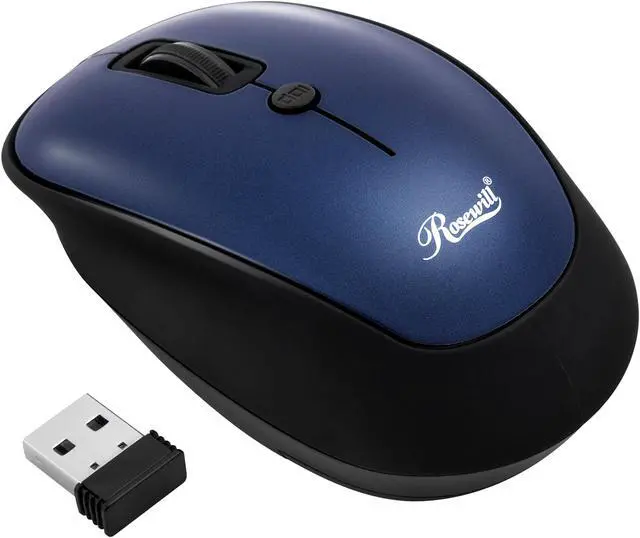Main image of Rosewill Wireless Optical Computer Mouse, Compact, Travel Friendly, Office Style, Adjustable DPI, 4 Buttons, USB - Blue