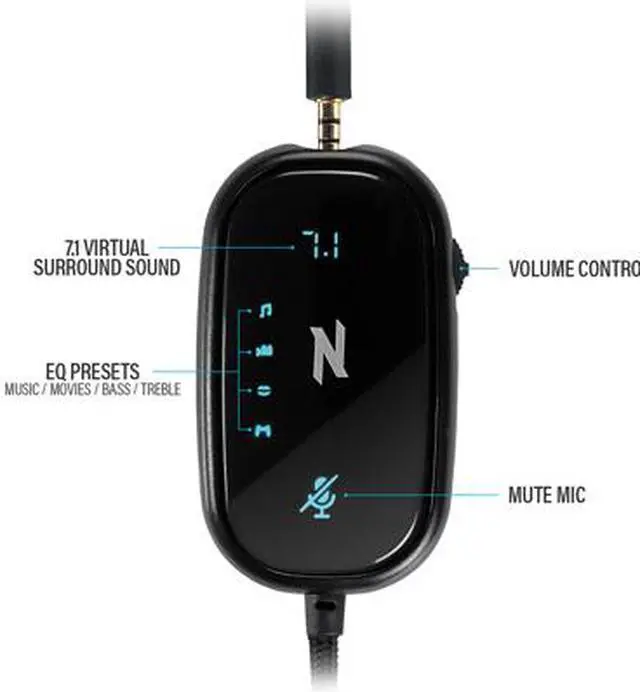 Alt view image 5 of 5 - Rosewill 7.1 Surround Sound Gaming Headset with Mic, Noise Isolating Ergonomic Cushion Ear Cups, In-Line EQ Controls, 50mm Driver Headphones - NEBULA GX51