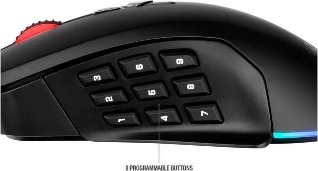 Alt view image 7 of 11 - Rosewill NEON M63 Wired Gaming Mouse with Interchangeable Side Plates, On-The-Fly 10000 DPI, Ergonomic with Finger Rest, 12 Programmable Side Buttons for FPS/MMO/MOBA Games, 10 RGB Backlight Modes