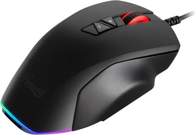 Alt view image 2 of 11 - Rosewill NEON M63 Wired Gaming Mouse with Interchangeable Side Plates, On-The-Fly 10000 DPI, Ergonomic with Finger Rest, 12 Programmable Side Buttons for FPS/MMO/MOBA Games, 10 RGB Backlight Modes
