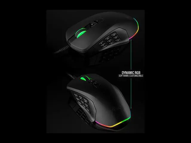 Alt view image 9 of 11 - Rosewill NEON M63 Wired Gaming Mouse with Interchangeable Side Plates, On-The-Fly 10000 DPI, Ergonomic with Finger Rest, 12 Programmable Side Buttons for FPS/MMO/MOBA Games, 10 RGB Backlight Modes