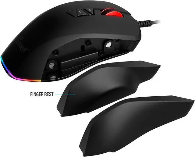 Alt view image 6 of 11 - Rosewill NEON M63 Wired Gaming Mouse with Interchangeable Side Plates, On-The-Fly 10000 DPI, Ergonomic with Finger Rest, 12 Programmable Side Buttons for FPS/MMO/MOBA Games, 10 RGB Backlight Modes