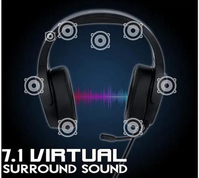 Alt view image 9 of 9 - Rosewill SAROS C150XS 7.1 Surround Sound USB Pro Gaming Headset, 50mm Full Spectrum Driver, Noise Reduction Microphone, In-Line Controls, Dynamic RGB Backlighting, For PS4, PS5, PC, Laptop, mobile