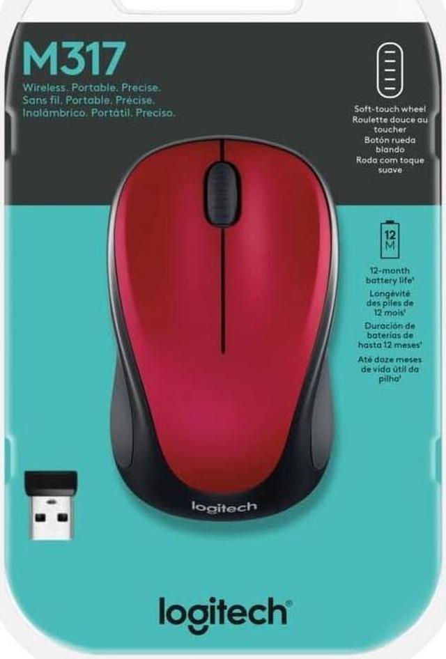 Alt view image 5 of 5 - Logitech M317 Wireless Mouse, 2.4 GHz with USB Receiver, 1000 DPI Optical Tracking, 12 Month Battery, Compatible with PC, Mac, Laptop, Chromebook - Red