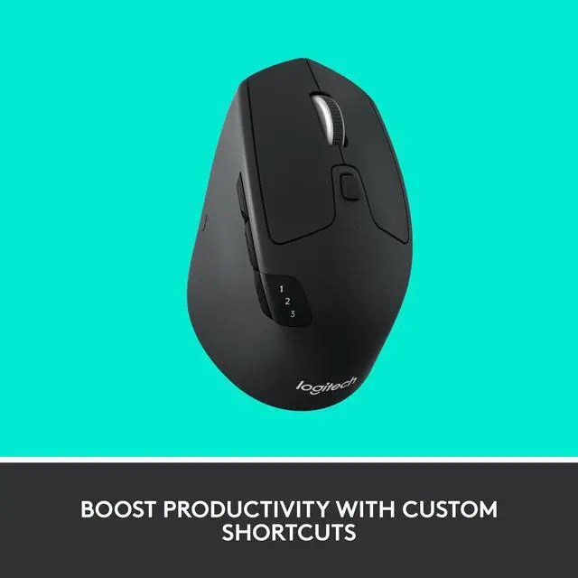 Alt view image 7 of 11 - Logitech M720 Triathlon Multi-Device Wireless Mouse, Bluetooth, USB Unifying Receiver, 1000 DPI, 8 Buttons, 2-Year Battery, Compatible with Laptop, PC, Mac, iPadOS - Black