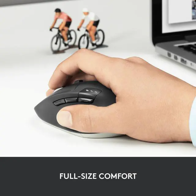 Alt view image 5 of 11 - Logitech M720 Triathlon Multi-Device Wireless Mouse, Bluetooth, USB Unifying Receiver, 1000 DPI, 8 Buttons, 2-Year Battery, Compatible with Laptop, PC, Mac, iPadOS - Black