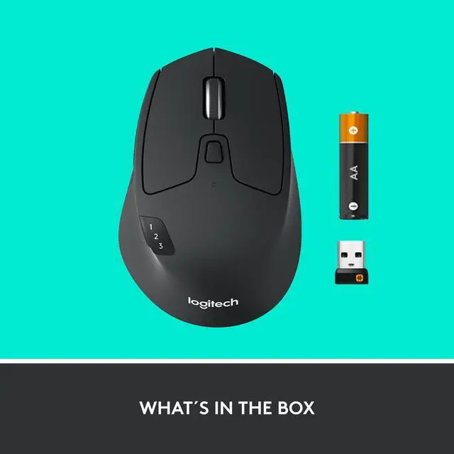 Alt view image 11 of 11 - Logitech M720 Triathlon Multi-Device Wireless Mouse, Bluetooth, USB Unifying Receiver, 1000 DPI, 8 Buttons, 2-Year Battery, Compatible with Laptop, PC, Mac, iPadOS - Black