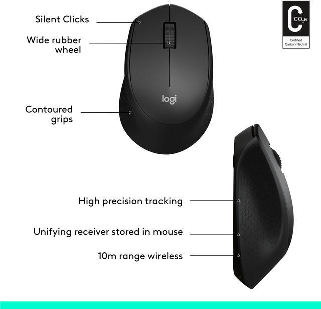 Alt view image 6 of 8 - Logitech M330 SILENT Wireless Mouse, 2.4GHz with USB Receiver, Optical Tracking, Quiet & Lightweight, Long Battery Life, for PC, Mac, Laptop, Chromebook