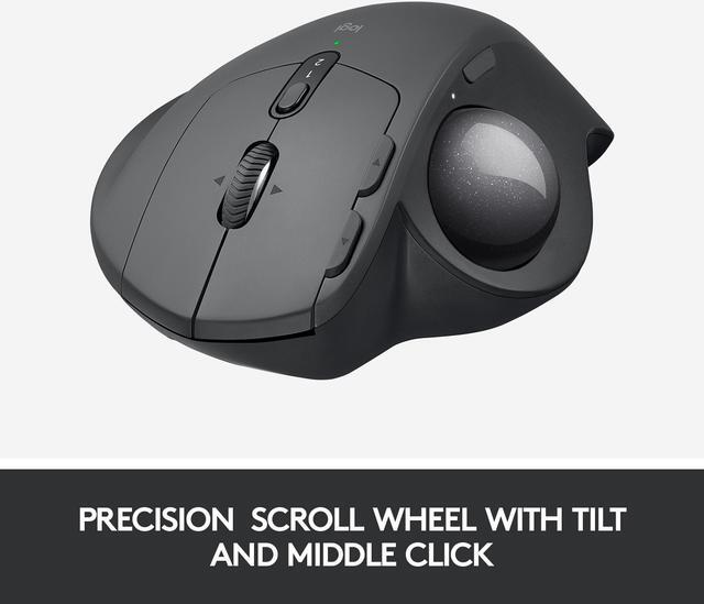 Alt view image 9 of 14 - Logitech MX Ergo Wireless Trackball Mouse Adjustable Ergonomic Design, Control and Move Text/Images/Files Between 2 Windows and Apple Mac Computers (Bluetooth or USB), Rechargeable, Graphite - Black