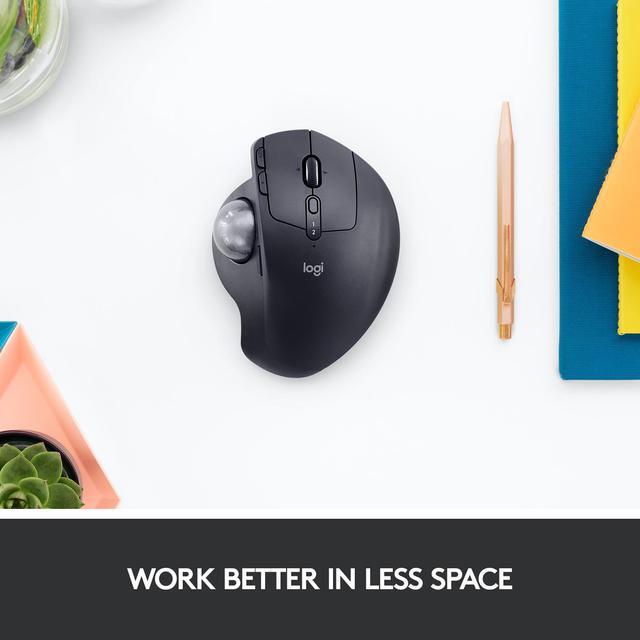 Alt view image 10 of 14 - Logitech MX Ergo Wireless Trackball Mouse Adjustable Ergonomic Design, Control and Move Text/Images/Files Between 2 Windows and Apple Mac Computers (Bluetooth or USB), Rechargeable, Graphite - Black