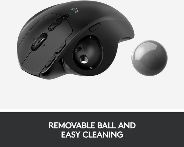 Alt view image 12 of 14 - Logitech MX Ergo Wireless Trackball Mouse Adjustable Ergonomic Design, Control and Move Text/Images/Files Between 2 Windows and Apple Mac Computers (Bluetooth or USB), Rechargeable, Graphite - Black