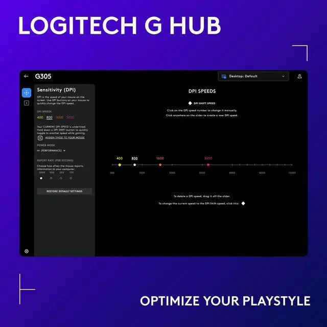 Alt view image 6 of 9 - Logitech G305 LIGHTSPEED Wireless Gaming Mouse, Hero 12K Sensor, 12,000 DPI, Lightweight, 6 Programmable Buttons, 250h Battery Life, On-Board Memory, PC/Mac - Black