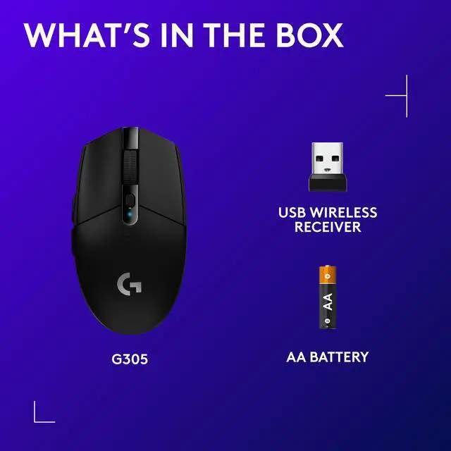 Alt view image 10 of 9 - Logitech G305 LIGHTSPEED Wireless Gaming Mouse, Hero 12K Sensor, 12,000 DPI, Lightweight, 6 Programmable Buttons, 250h Battery Life, On-Board Memory, PC/Mac - Black