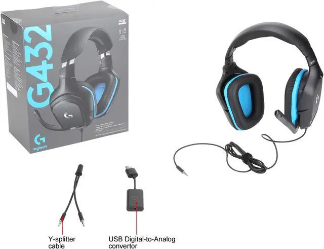 Alt view image 6 of 5 - Logitech G432 Wired Gaming Headset, 7.1 Surround Sound, DTS Headphone:X 2.0, Flip-to-Mute Mic, PC (Leatherette) Black/Blue