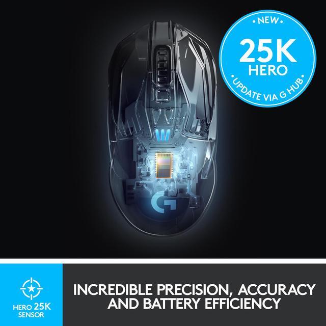 Alt view image 4 of 8 - Logitech G903 LIGHTSPEED Wireless Gaming Mouse W/ Hero 25K Sensor, PowerPlay Compatible, 140+ Hour with Rechargeable Battery and Lightsync RGB, Ambidextrous, 107G+10G optional, 25,600 DPI, Black
