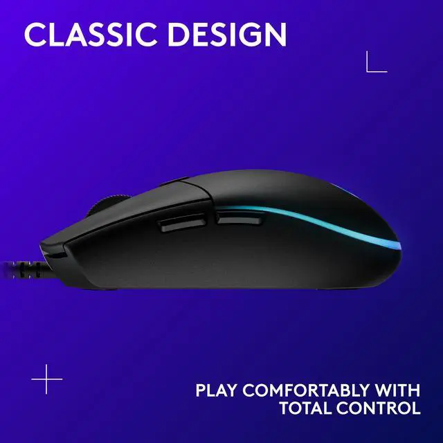 Alt view image 7 of 8 - Logitech G203 Wired Gaming Mouse, 8,000 DPI, Rainbow Optical Effect LIGHTSYNC RGB, 6 Programmable Buttons, On-Board Memory, Screen Mapping, PC/Mac Computer and Laptop Compatible - Black