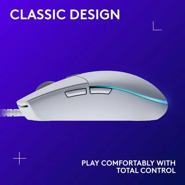 Alt view image 7 of 8 - Logitech G203 Wired Gaming Mouse, 8,000 DPI, Rainbow Optical Effect LIGHTSYNC RGB, 6 Programmable Buttons, On-Board Memory, Screen Mapping, PC/Mac Computer and Laptop Compatible - White