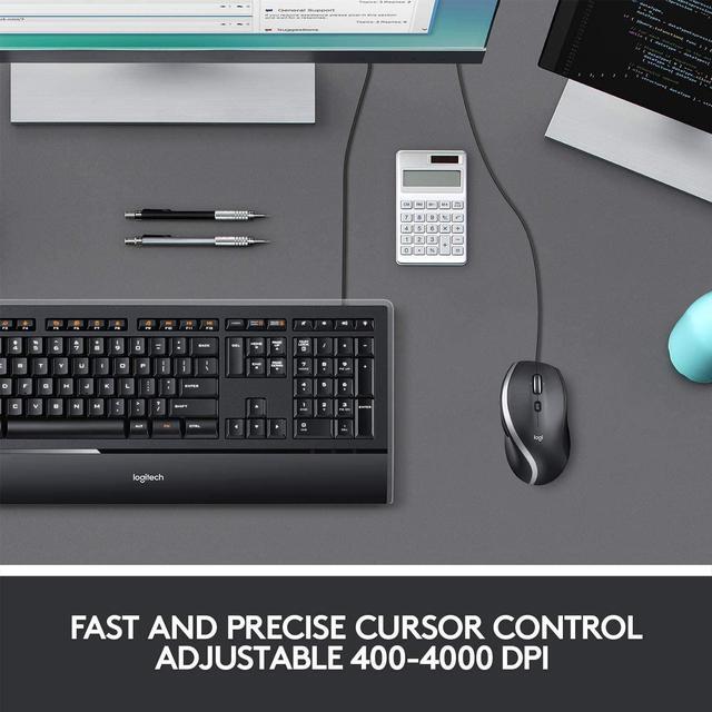 Alt view image 5 of 8 - Logitech M500s Advanced Corded Mouse with Advanced Hyper-fast Scrolling & Tilt, Customizable Buttons, High Precision Tracking with DPI Switch, USB plug & play