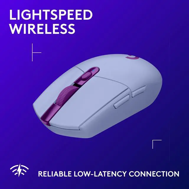 Alt view image 3 of 9 - Logitech G305 LIGHTSPEED Wireless Gaming Mouse, Hero 12K Sensor, 12,000 DPI, Lightweight, 6 Programmable Buttons, 250h Battery Life, On-Board Memory, PC/Mac - Lilac