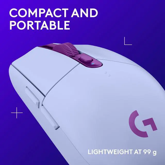 Alt view image 7 of 9 - Logitech G305 LIGHTSPEED Wireless Gaming Mouse, Hero 12K Sensor, 12,000 DPI, Lightweight, 6 Programmable Buttons, 250h Battery Life, On-Board Memory, PC/Mac - Lilac