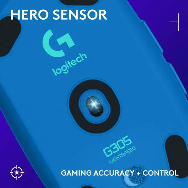 Alt view image 2 of 9 - Logitech G305 LIGHTSPEED Wireless Gaming Mouse, Hero 12K Sensor, 12,000 DPI, Lightweight, 6 Programmable Buttons, 250h Battery Life, On-Board Memory, PC/Mac - Blue