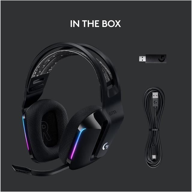 Alt view image 7 of 10 - Logitech G733 Lightspeed Wireless Gaming Headset with Suspension Headband, Lightsync RGB, Blue VO!CE mic technology and PRO-G audio drivers - Black