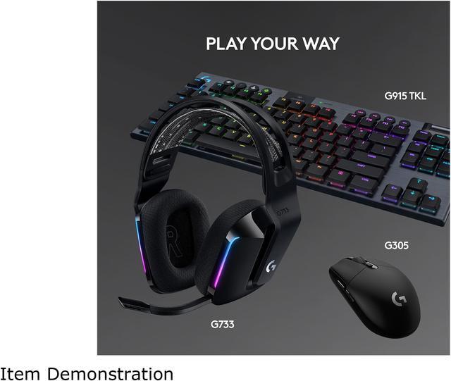 Alt view image 9 of 10 - Logitech G733 Lightspeed Wireless Gaming Headset with Suspension Headband, Lightsync RGB, Blue VO!CE mic technology and PRO-G audio drivers - Black