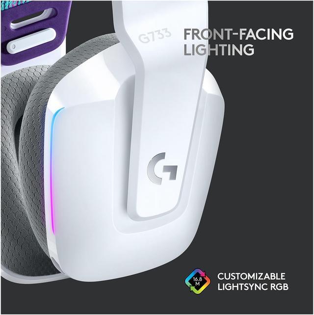 Alt view image 5 of 10 - Logitech G733 LIGHTSPEED Wireless Gaming Headset with suspension headband, LIGHTSYNC RGB, Blue VO!CE mic technology and PRO-G audio drivers - White