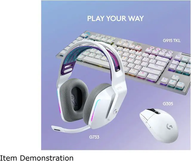Alt view image 9 of 10 - Logitech G733 LIGHTSPEED Wireless Gaming Headset with suspension headband, LIGHTSYNC RGB, Blue VO!CE mic technology and PRO-G audio drivers - White