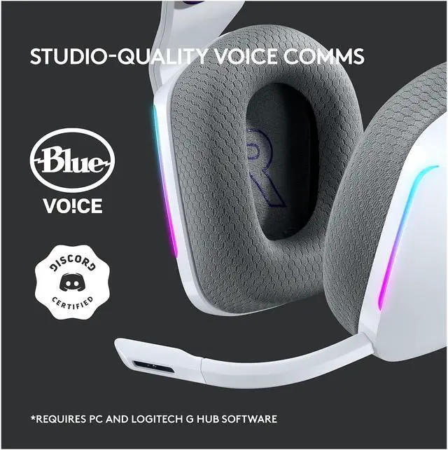 Alt view image 10 of 10 - Logitech G733 LIGHTSPEED Wireless Gaming Headset with suspension headband, LIGHTSYNC RGB, Blue VO!CE mic technology and PRO-G audio drivers - White