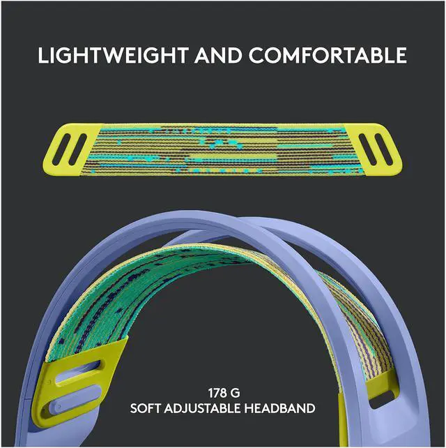 Alt view image 2 of 10 - Logitech G733 LIGHTSPEED Wireless Gaming Headset with suspension headband, LIGHTSYNC RGB, Blue VO!CE mic technology and PRO-G audio drivers - Lilac