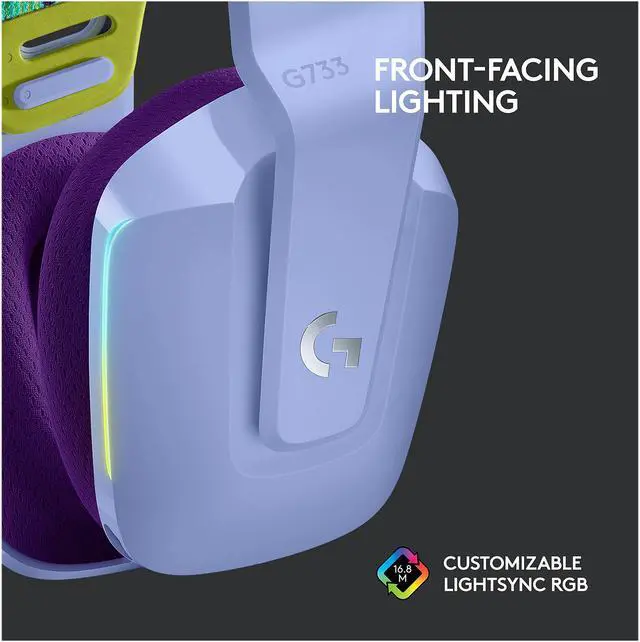 Alt view image 4 of 10 - Logitech G733 LIGHTSPEED Wireless Gaming Headset with suspension headband, LIGHTSYNC RGB, Blue VO!CE mic technology and PRO-G audio drivers - Lilac