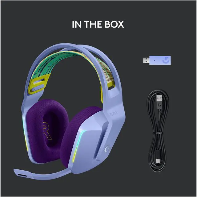 Alt view image 6 of 10 - Logitech G733 LIGHTSPEED Wireless Gaming Headset with suspension headband, LIGHTSYNC RGB, Blue VO!CE mic technology and PRO-G audio drivers - Lilac