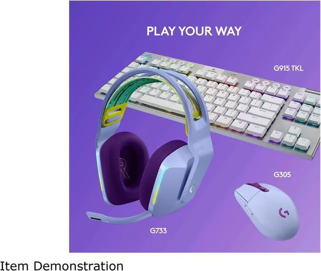 Alt view image 8 of 10 - Logitech G733 LIGHTSPEED Wireless Gaming Headset with suspension headband, LIGHTSYNC RGB, Blue VO!CE mic technology and PRO-G audio drivers - Lilac
