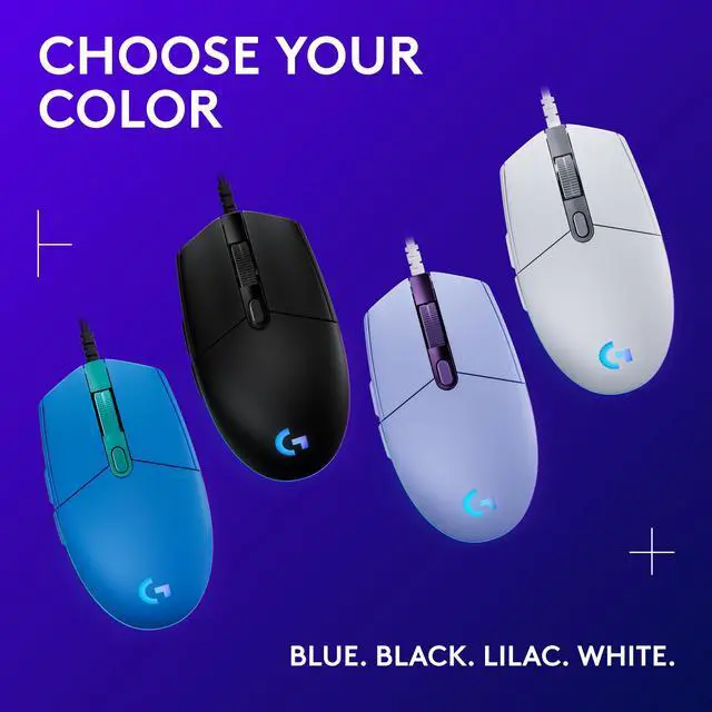 Alt view image 8 of 8 - Logitech G203 Wired Gaming Mouse, 8,000 DPI, Rainbow Optical Effect LIGHTSYNC RGB, 6 Programmable Buttons, On-Board Memory, Screen Mapping, PC/Mac Computer and Laptop Compatible - Lilac