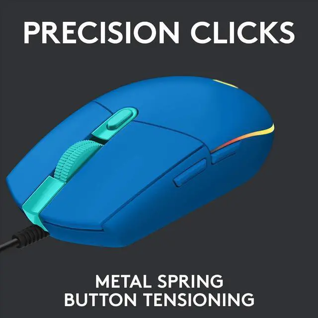 Alt view image 6 of 10 - Logitech G203 Wired Gaming Mouse, 8,000 DPI, Rainbow Optical Effect LIGHTSYNC RGB, 6 Programmable Buttons, On-Board Memory, Screen Mapping, PC/Mac Computer and Laptop Compatible - Blue