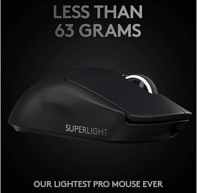 Logitech G PRO X SUPERLIGHT Wireless Gaming Mouse, Ultra-Lightweight, HERO  25K Sensor, 25,600 DPI, 5 Programmable Buttons, Long Battery Life,  Compatible with PC / Mac - Black 